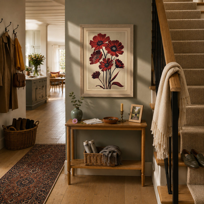 Deep Crimson Botanicals Botanical - Framed Print, A1 - 84.1 x 59.4 cm, Oak