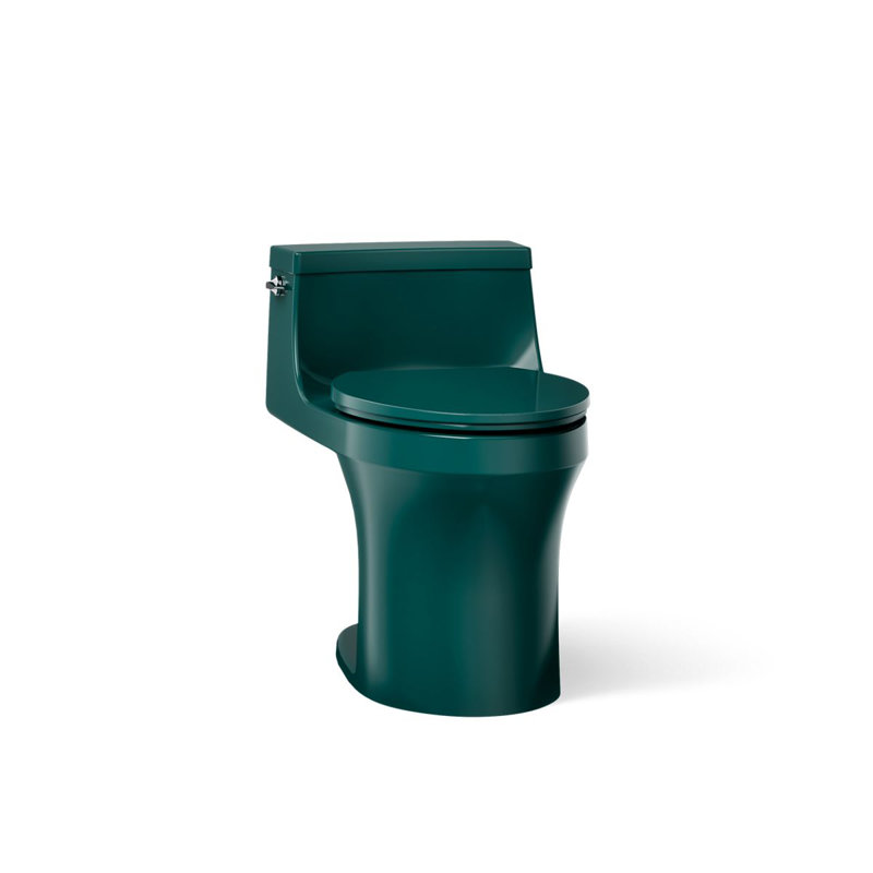 San Souci 1.28 GPF Elongated One-Piece toilet (Seat Included), Left-Hand, Teal