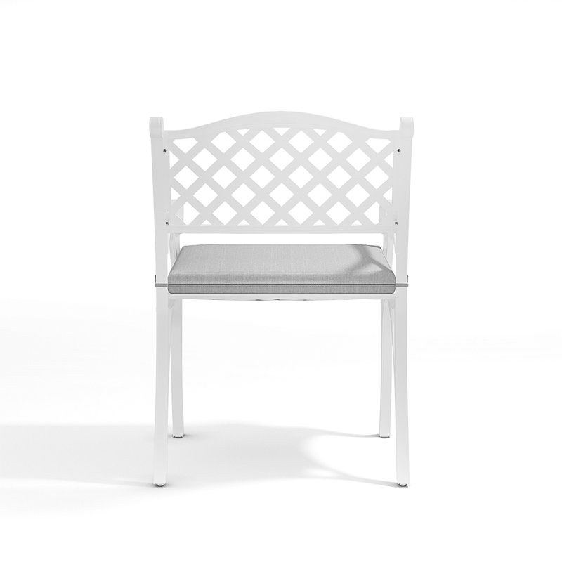 Candi Patio Dining Armchair with Cushion, White