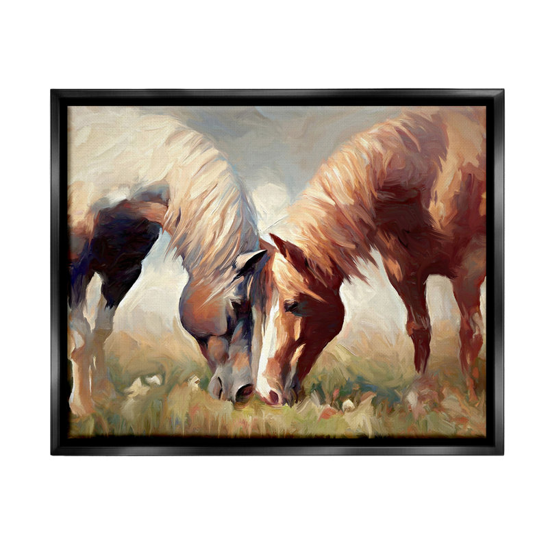 «Grazing Horse pair» par Ramona Murdock sur, Cadre flottant noir de jais, H 25 po x l 31 po
