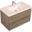 Meuble-lavabo mural 36 po avec lavabo flottant, meuble-lavabo mural moderne avec lavabo en résine et tiroirs-407276819