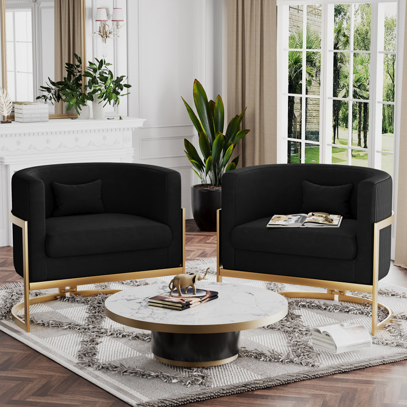 Shelbi Upholstered Armchair, Black Velvet