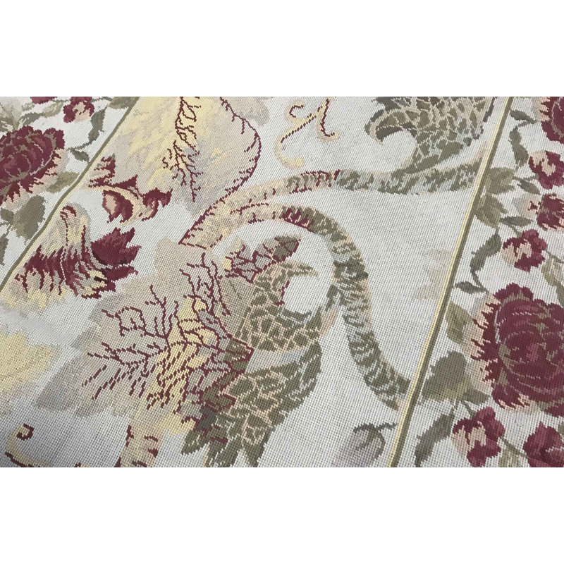 Hand-Knotted High-Quality Red and Gray Area Rug