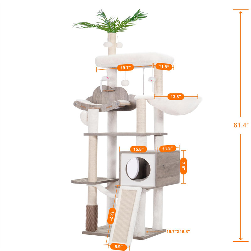 Arbre à chat 61,42 po H, Beige / brun foncé