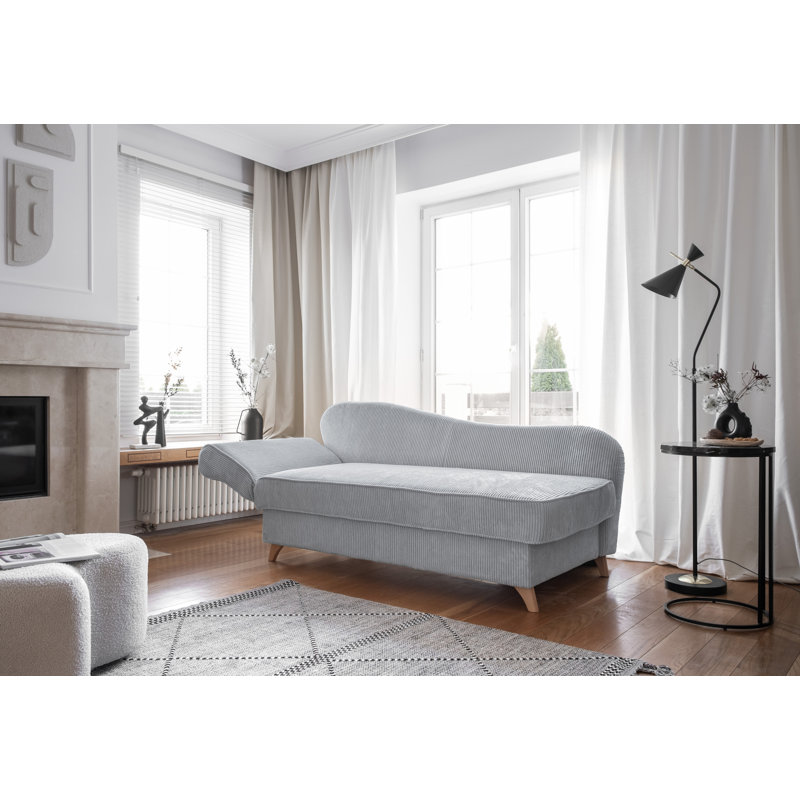 Chic Charlotte Storage Chaise Longue, Left facing, Light Grey 