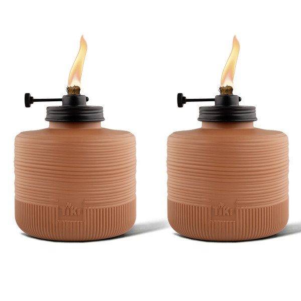 TIKI® Brand Adjustable Flame 6.4 Amber Horizon Glass Terracotta 2-Pack