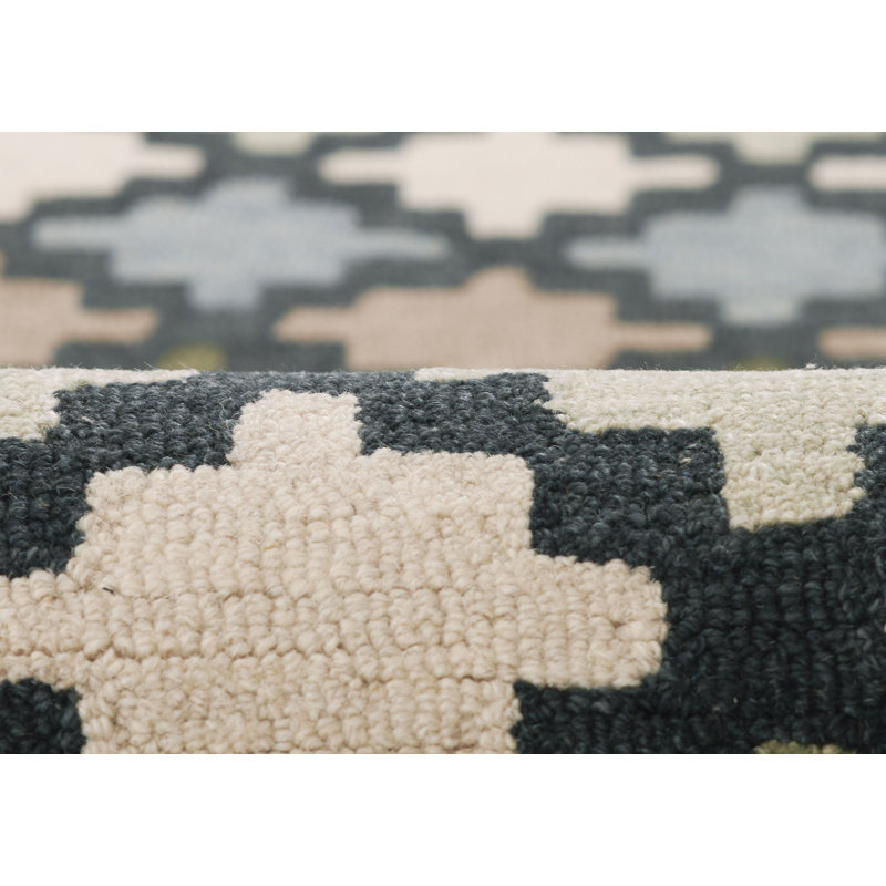 Erin Gates by Momeni Abbot Hand Tufted Wool Geometric Blue Area Rug, Rectangle 9' x 12'