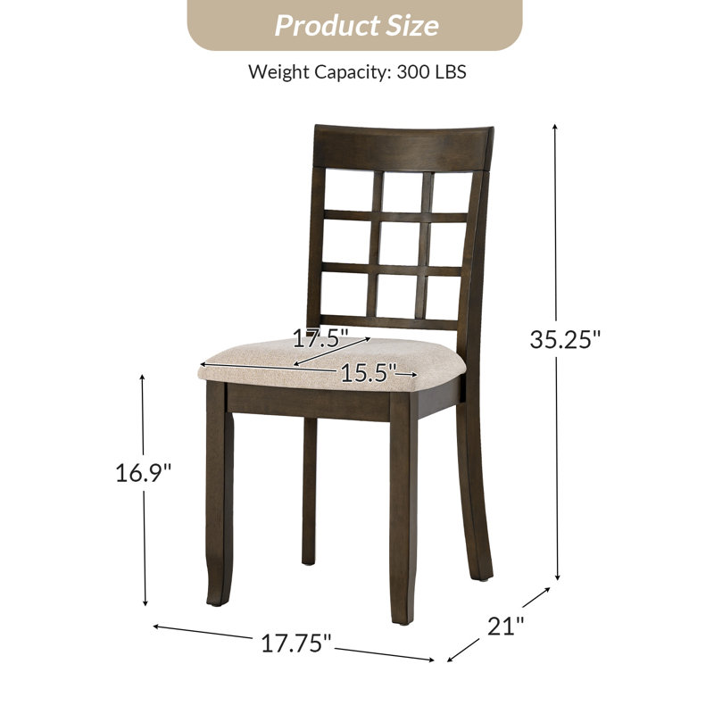 Felisa 17.75''W Farmhouse Ergonomic Fit Dining Chair with Solid Wood, Walnut