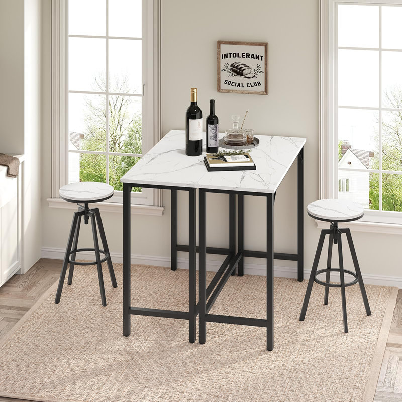 Table bistro 63 po à hauteur de comptoir, table de bar connectable avec structure en métal robuste, console multifonctionnelle pour salle à manger