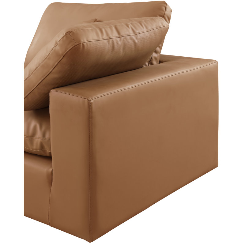Canapé modulaire réversible de 200 po en similicuir, Cuir cognac végétalien