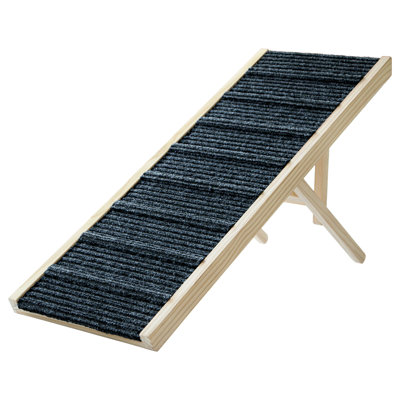 Rampe pour chien pour lit, longue rampe pliable en bois pour chien de 43,5 po, 6 hauteurs réglables de 14 po à 26 po avec tapis antidérapant, rampe pour animal portable pour voiture, lit, canapé, capacité maximale de 200 lb à 43,5 po