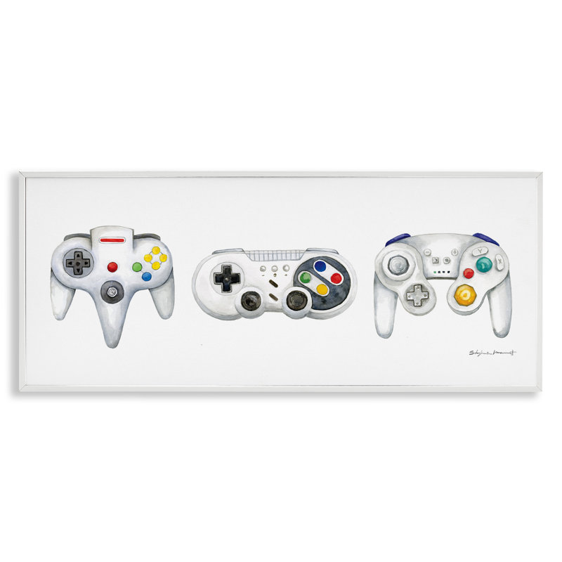 «Vintage Video Game Controllers» par Stephanie Workman Marrott - impression, H 10 po x l 24 po