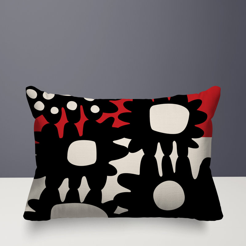 Coussin rectangulaire intérieur / extérieur Dunn, Rouge / noir / blanc cassé, H 18 po x l 25 po