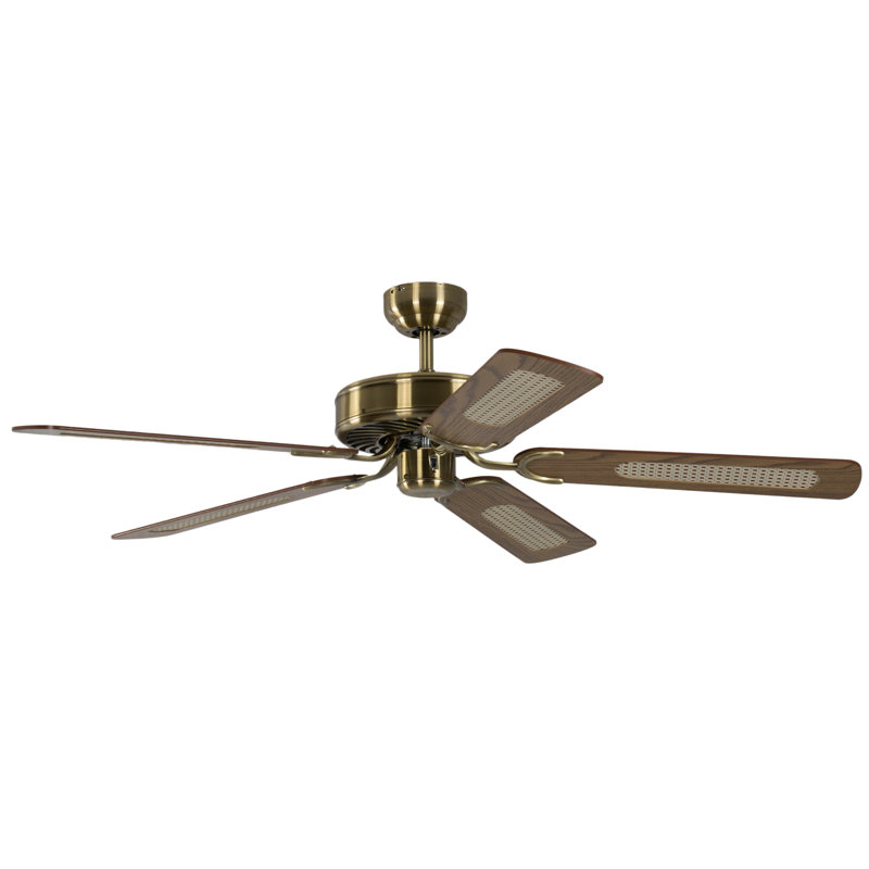 Shayla 132cm Ceiling Fan, Walnut, Antique Brass