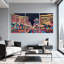 «City & Country Vibrant City Lights Neon Reflections», ensemble de 3 impressions murales sur toile-1549486908