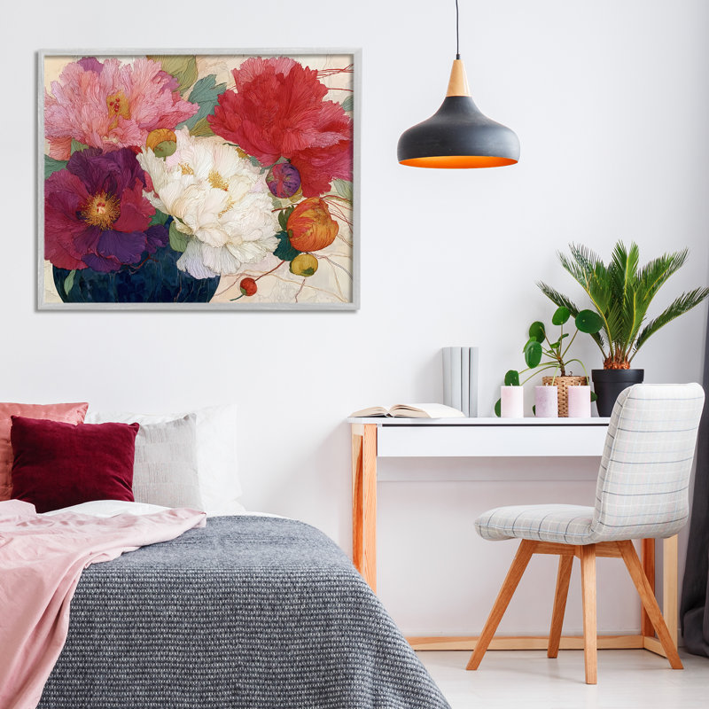 Giclée encadrée de pétales de fleurs Haiku, design par Annabelle Hall, H 24 po x l 30 po, Estampe numérique Farmhouse