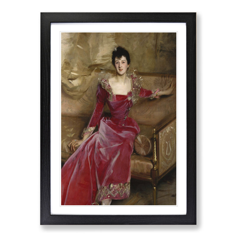 Mrs. Hugh Hammersley by John Singer Sargent - Picture Frame Painting, 36cm H x 27cm W x 2cm D, Black Framed