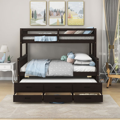 Greylin Twin over Full 3 Drawer Standard Bunk Bed with Trundle by Harriet Bee by Harriet Bee