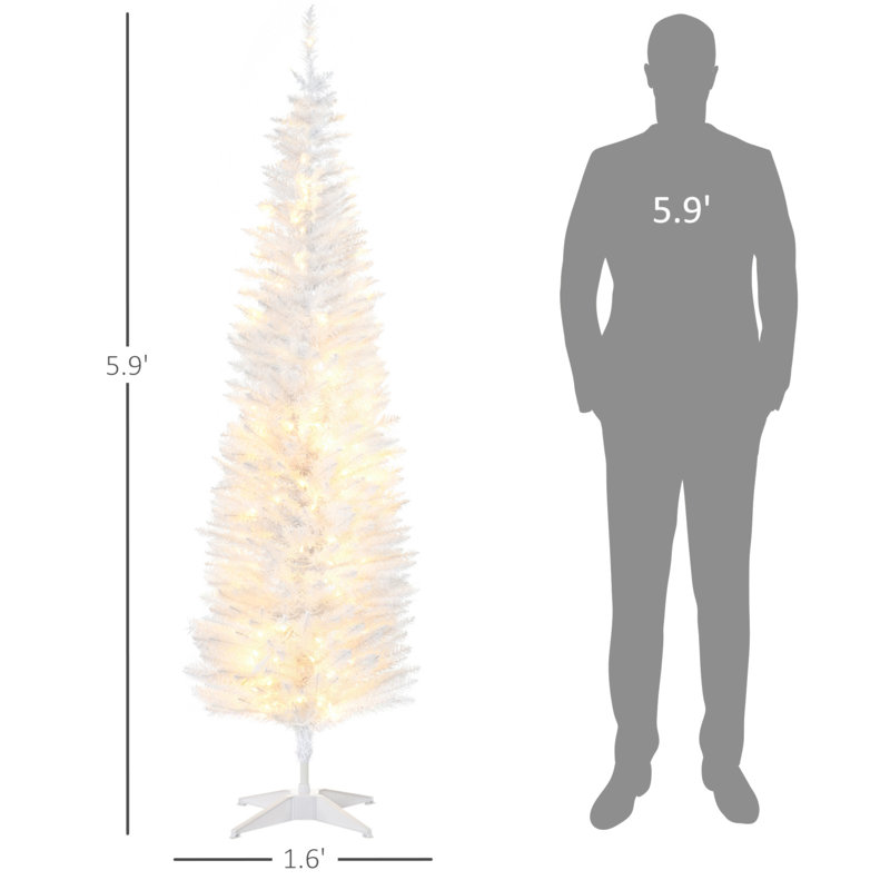 5' Tall Pre-Lit Slim Noble Fir Artificial Christmas Tree With 110 Warm White LED Lights And 294 Tips, For Christmas Decoration