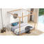 Lit plateforme à baldaquin pour très grand lit - Finition naturelle et conception stable avec support en bois de pin pour l'élégance-128992045