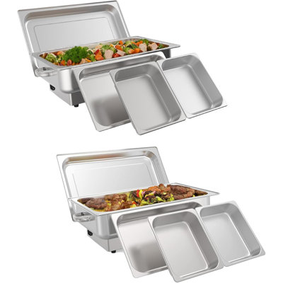 Ensemble de 2 réchauds électriques 9QT avec contrôle de la température, chauffe-buffet en acier inoxydable