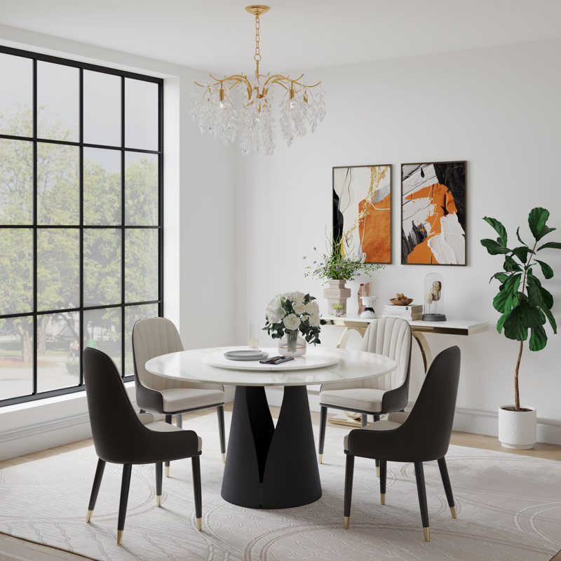 Plateau tournant en pierre frittée mate EVYN4103 (table non incluse), Blanc, H 1,18 po x L 23,62 po x l 23,62 po