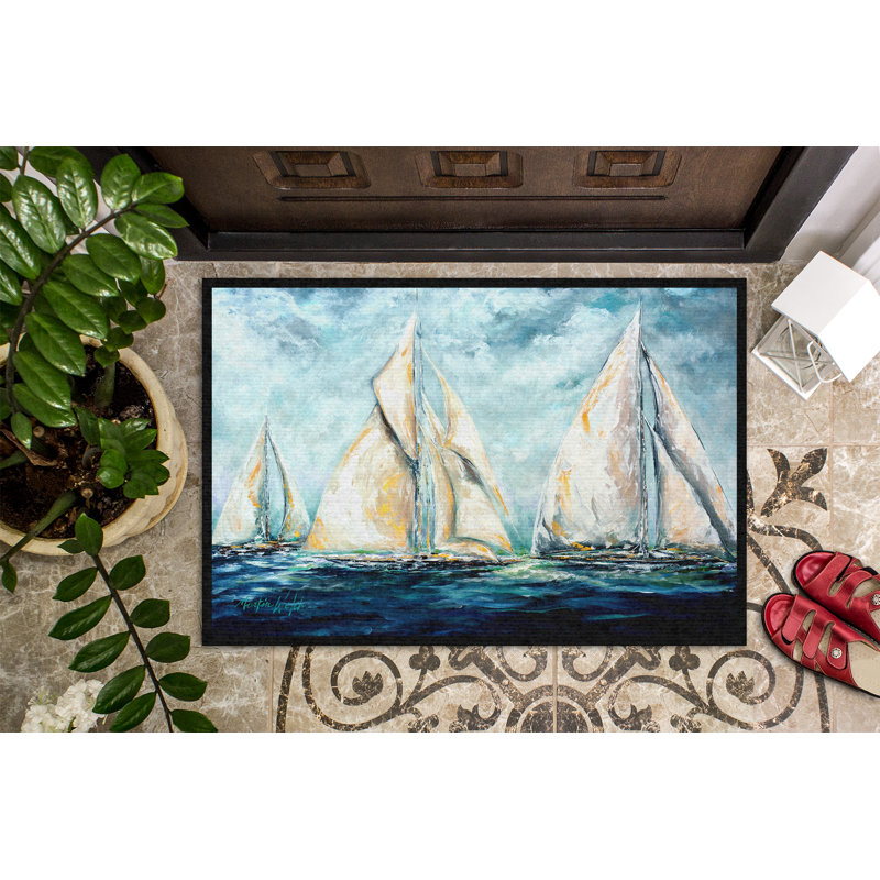 Le dernier kilomètre, bateau à voile 36 po x 24 po tapis de porte extérieur antidérapant Cale
