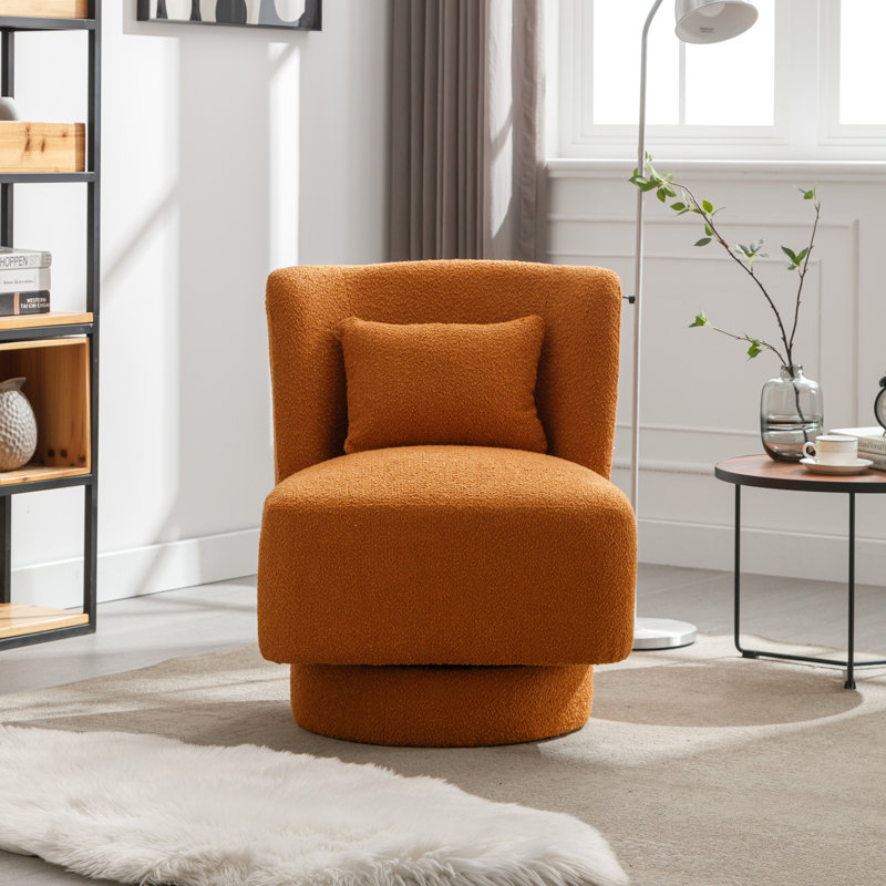 Ollia Upholstered Swivel Slipper Chair, Caramel 100% Polyester
