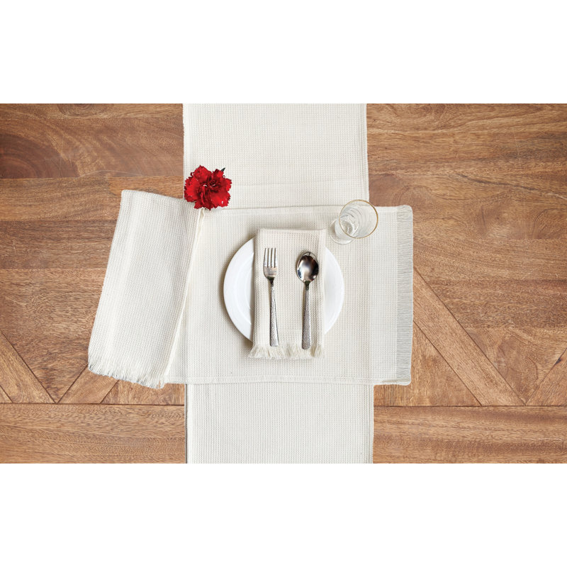 Hiekje Cotton Waffle Weave Cotton Napkin, Cream