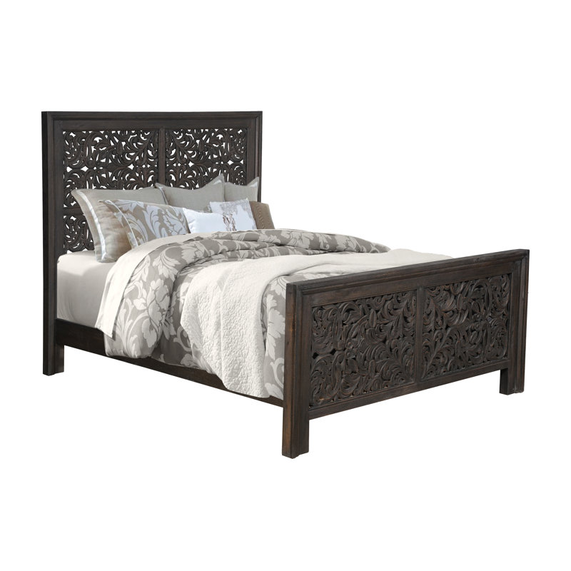 Harleen Solid Wood Standard Bed, Queen, Black