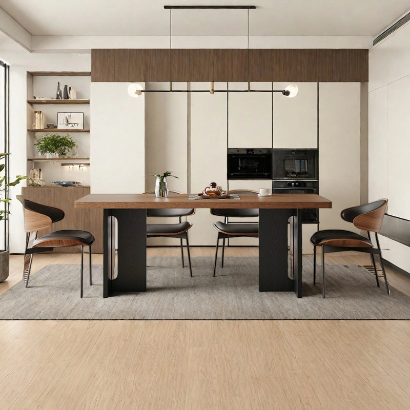 Retro and simple dining table, 29.53"H x 70.87"L x 35.43"W