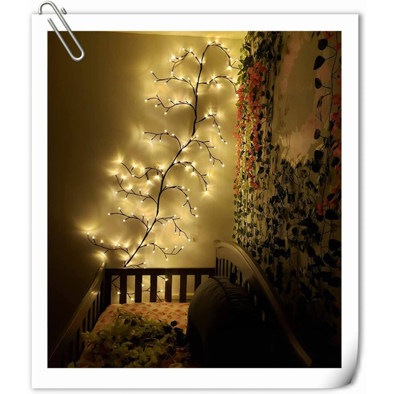 Vines For Home Decor With Remote Control On\/Off Timmer Dim,Christmas Decorations Artificial Tree Branches With 144 Leds Enchanted Willow Vine For Indoor Walls Bedroom Décor(1PCS)