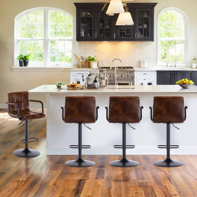 21" Swivel Upholstered Adjustable Height Bar Stool