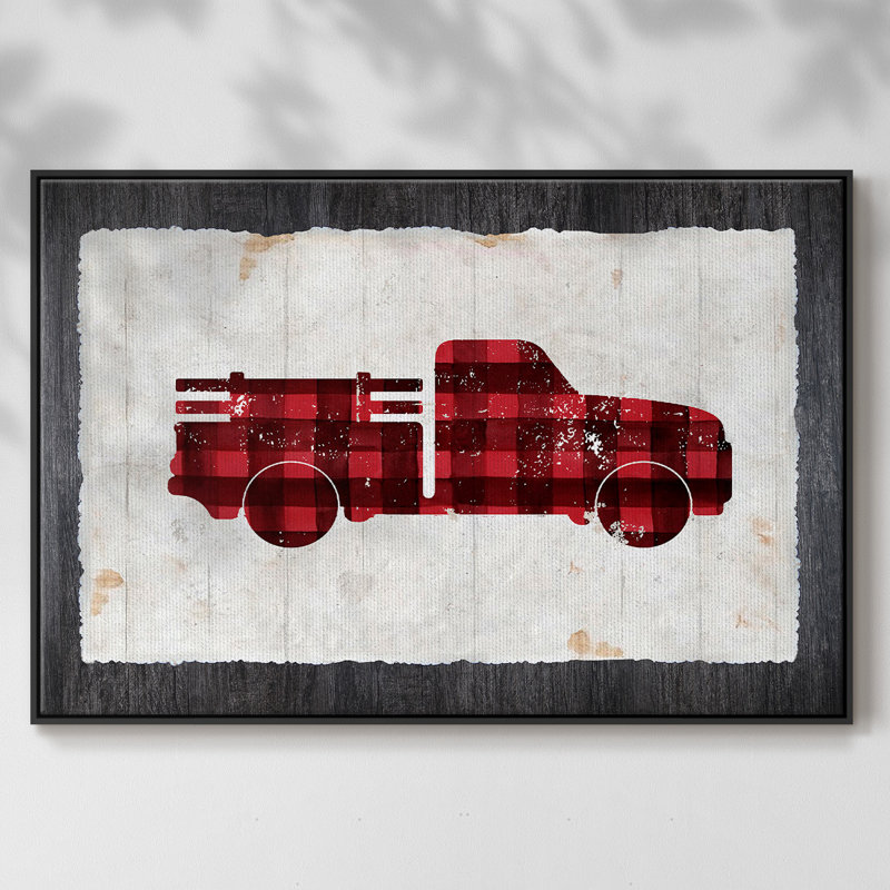 " Checkered Truck ", 17" H x 25" W x 2" D, Black Framed Canvas