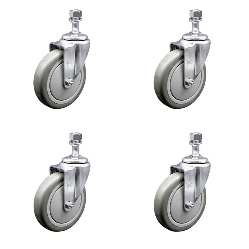 Polyurethane ½ Inch Threaded Stem Caster Set 2 Brakes SCC