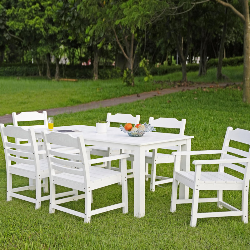 Chaise de patio et table, 7 pièces (6 chaises de salle à manger + 1 table de salle à manger)