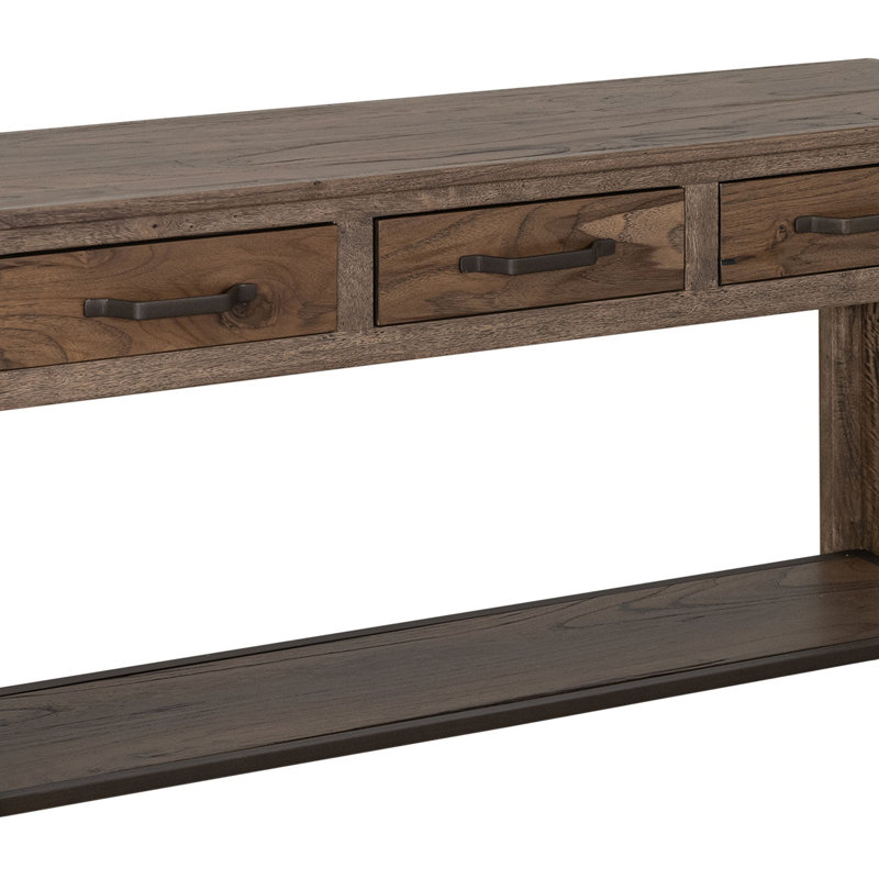 Console Tacey, 3 tiroirs, bois brun arachide rustique, 54 po
