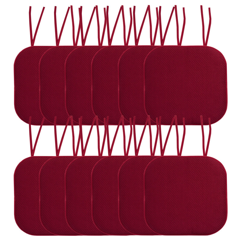 Coussin de chaise antidérapant en mousse à mémoire de forme 16 po x 16 po avec attaches Honeycomb, 12, Noir