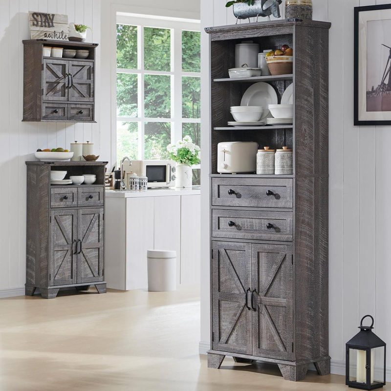 72" Tall Bathroom Storage Cabinet, Gray Wash