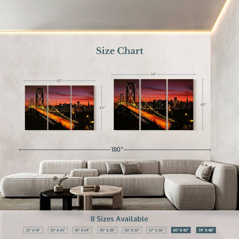 Lilie Glowing San Francisco Bridge, 42" H x 65" W