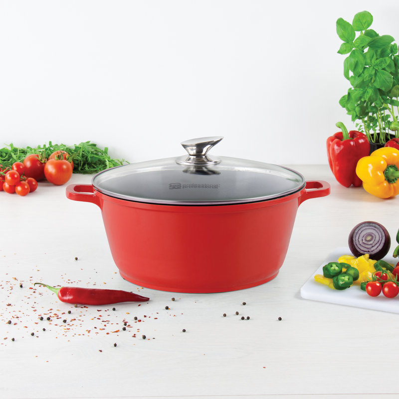 SQ Professional Nea Non-Stick Aluminium Stock Pot, 20cm, Red