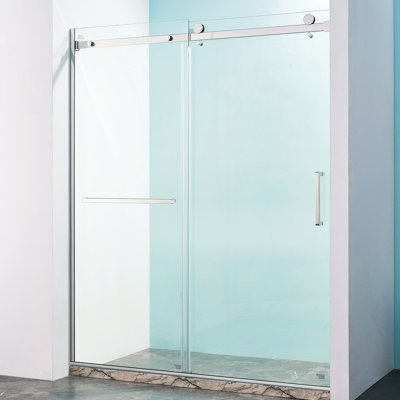 Verre trempé transparent de 5/8 po 8 mm d'épaisseur, acier inoxydable 304 en nickel brossé, porte de douche l 56 à 60 po x H 75 po, structure de tube rectangulaire coulissante simple à assemblage facile