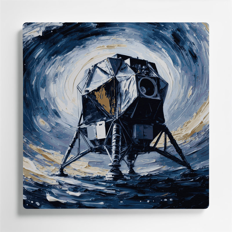 «Space Apollo programme commemoratives», art mural en métal gris, H 12 po x l 12 po