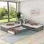 Petit lit plateforme en forme de L avec lit plateforme et lit gris