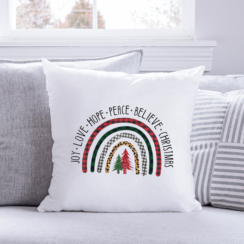 Christmas Rainbow9 Polyester/Polyester Blend Reversible Throw Pillow, 14" x 14"
