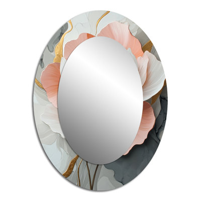 Miroir mural traditionnel blanc et corail pivoines Elegance II