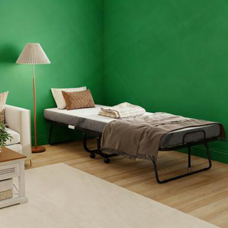 Lit pliant portatif avec matelas en mousse à mémoire de forme et structure en acier