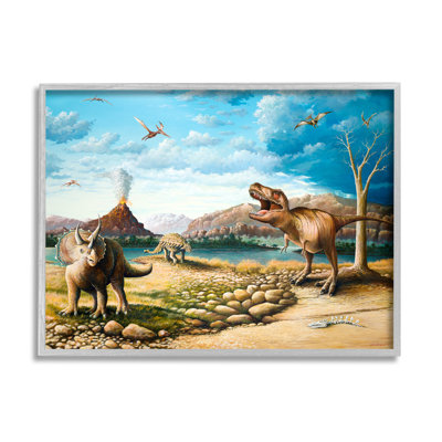 Paysage de dinosaures anciens par Bruce Nawrocke - Peinture