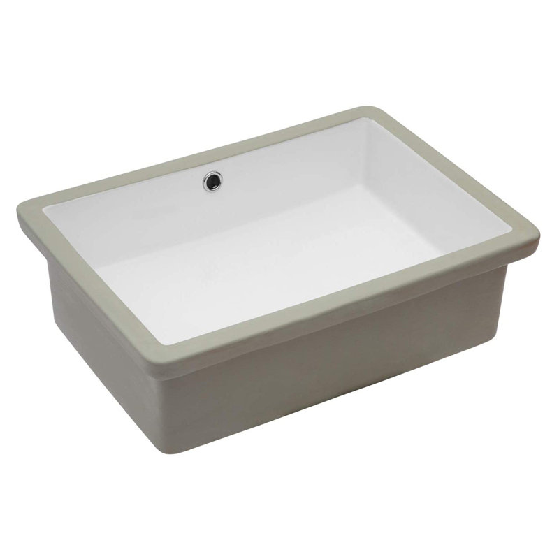 Lavabo de salle de bain encastré rectangulaire en céramique blanche avec trop-plein