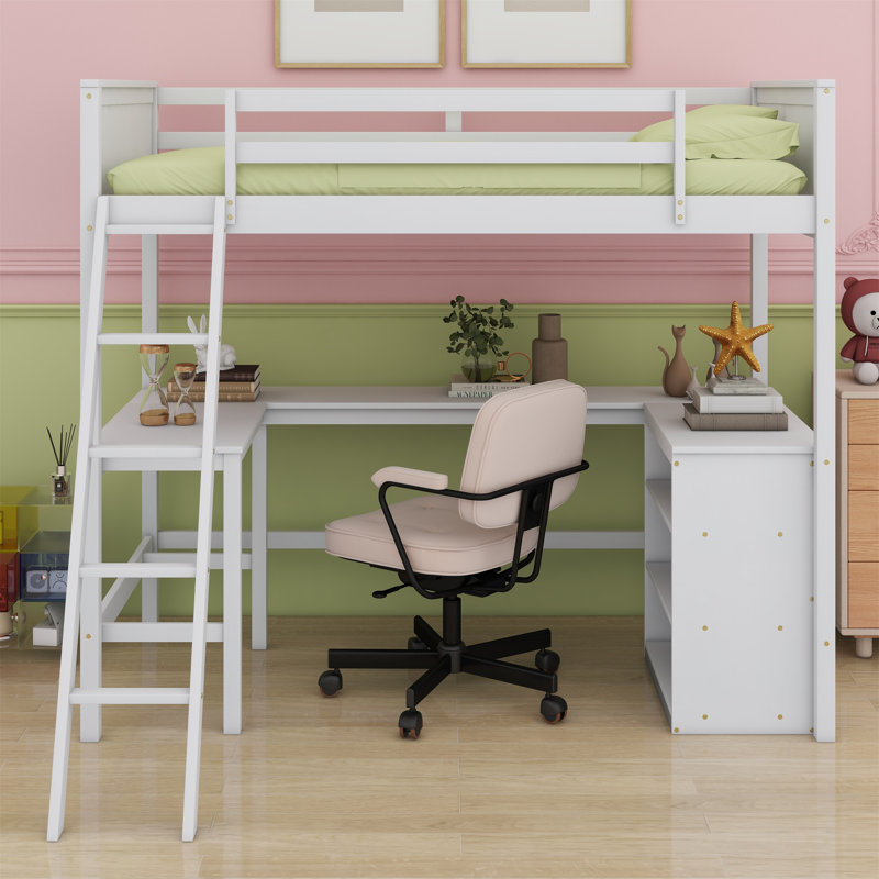 Ginta Kids Twin Loft Bed, White